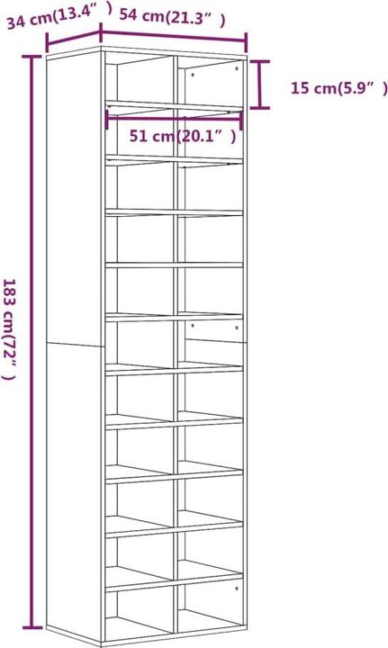 Actual product image vidaXL Gianna (54 x 34 x 183 cm)