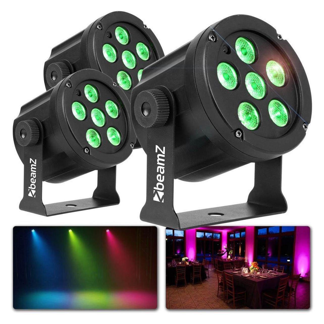 BeamZ Partybeleuchtung - Light Set Mit 3x Slimpar30 Led -Verfeinerung - Leistungsstarke Und Fa (3 W, Led), Scheinwerfer, Schwarz