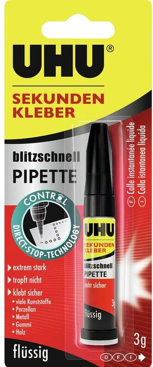 UHU Colle instantanée blitzschnell Pipette (3 g)