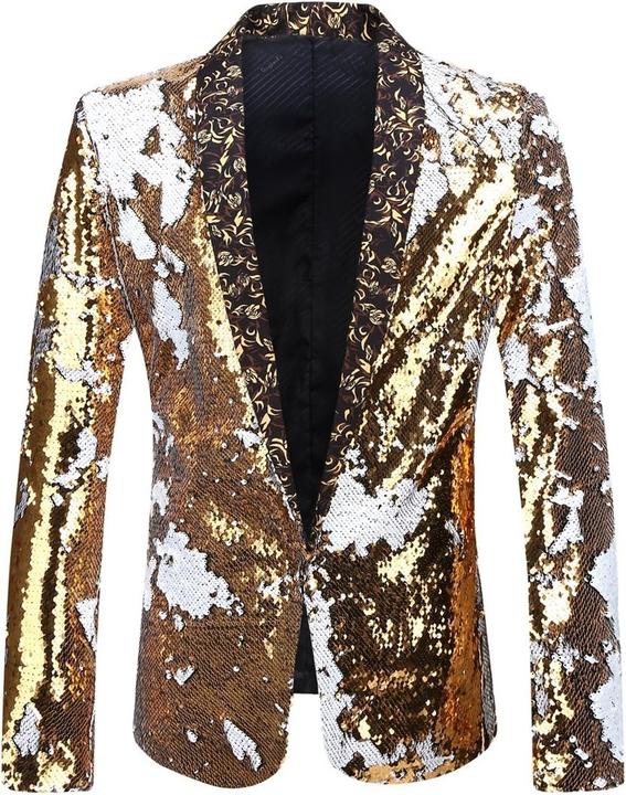 Actual product image Pyjtrl Two-Tone Blazer Jacket with Shiny Sequins (S)