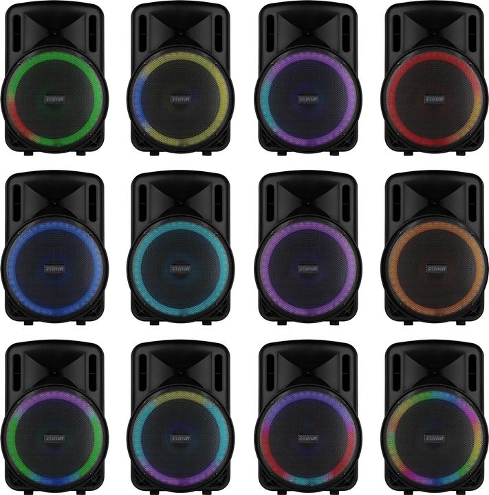 Actual product image Fenton Speaker Bluetooth - FT15LED MK2 karaoke box met LEDâ€™s, accu en microfoon - Voor (Active, 1x 800 W)