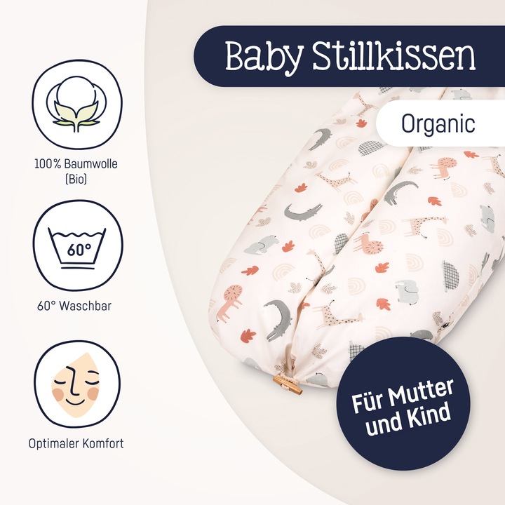 Produktbild Julius Zöllner Stillkissen Nappi mit Knopf Organic (75 cm)