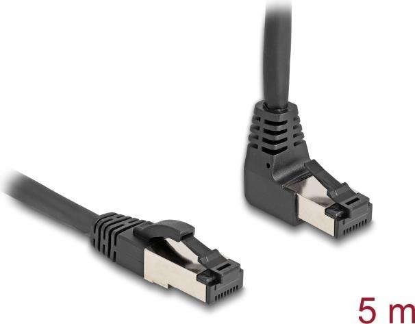 Produktbild Delock RJ45 Netzwerkkabel Cat.8.1 S/FTP 90° oben gewinkelt / gerade 5 m schwarz (S/FTP, CAT8.1, 5 m)