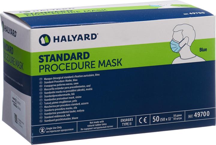 Produktbild Halyard Procedure Mask protect blau Typ IIR (Typ IIR, 50 x)