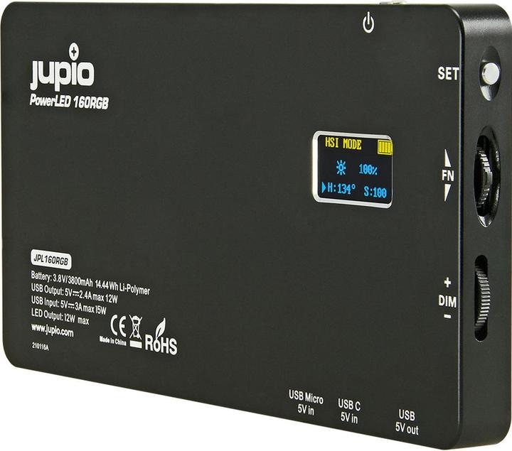 Produktbild Jupio Powerled 160 RGB w/ Built-In PowerBank (Studioleuchte, Videoleuchte)