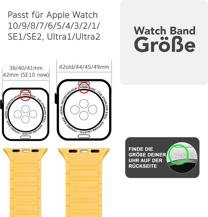 Produktbild Nalia Nexus Magnet Silikon-Armband für Apple Watch, Sportarmband - Weich, Flexibel & Atmungsaktiv (Silikon)