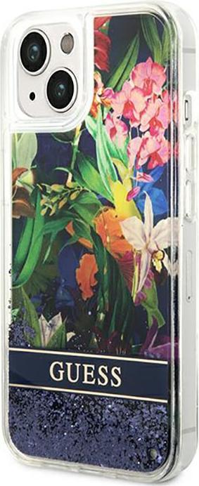 Produktbild Guess GUHCP14MLFLSB iPhone 14 Plus 6,7" niebieski/blue hardcase Flower Liquid Glitter (Apple iPhone 14 Plus)