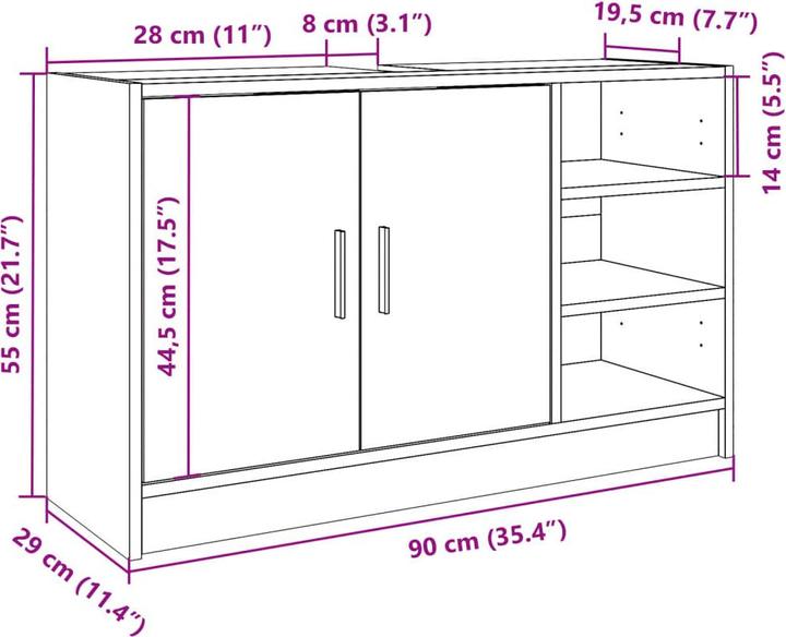 Actual product image VidaXL Waschbeckenunterschrank (90 x 29 x 55 cm)