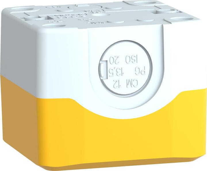 Actual product image Schneider Electric Empty housing, Harmony XALK, plastic, light grey, yellow, 1 hole, 22mm, EMERGENCY STOP XALK01H29 (Housing)