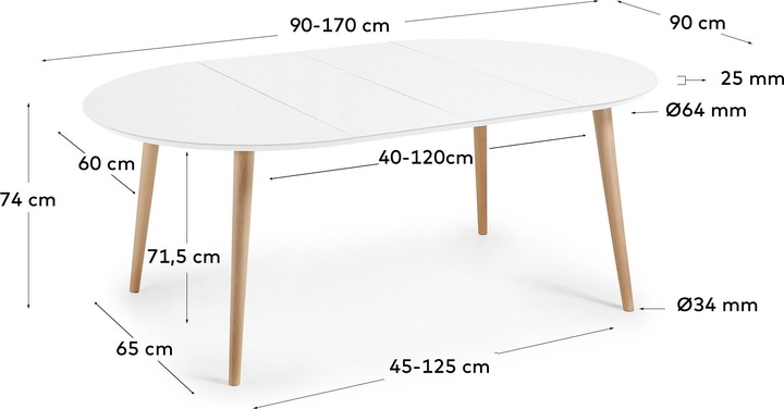 Produktbild Kave Home Oqui (90 x 90 x 74 cm)