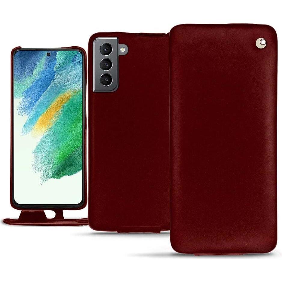 Noreve Lederschutzhülle vertikal (Samsung Galaxy S21 FE), Smartphone Hülle, Rot
