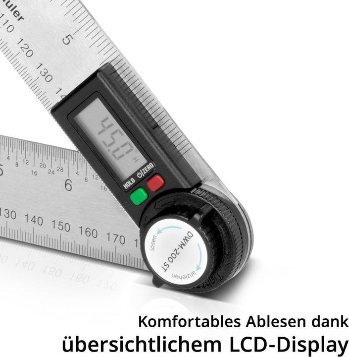 Produktbild Stahlwerk Digitaler Winkelmesser DWM-200 ST mit 180 mm Messbereich 360°