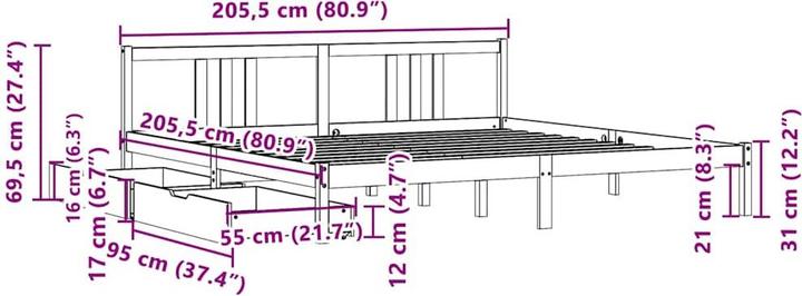 Produktbild vidaXL Bettrahmen (200 x 200 cm)