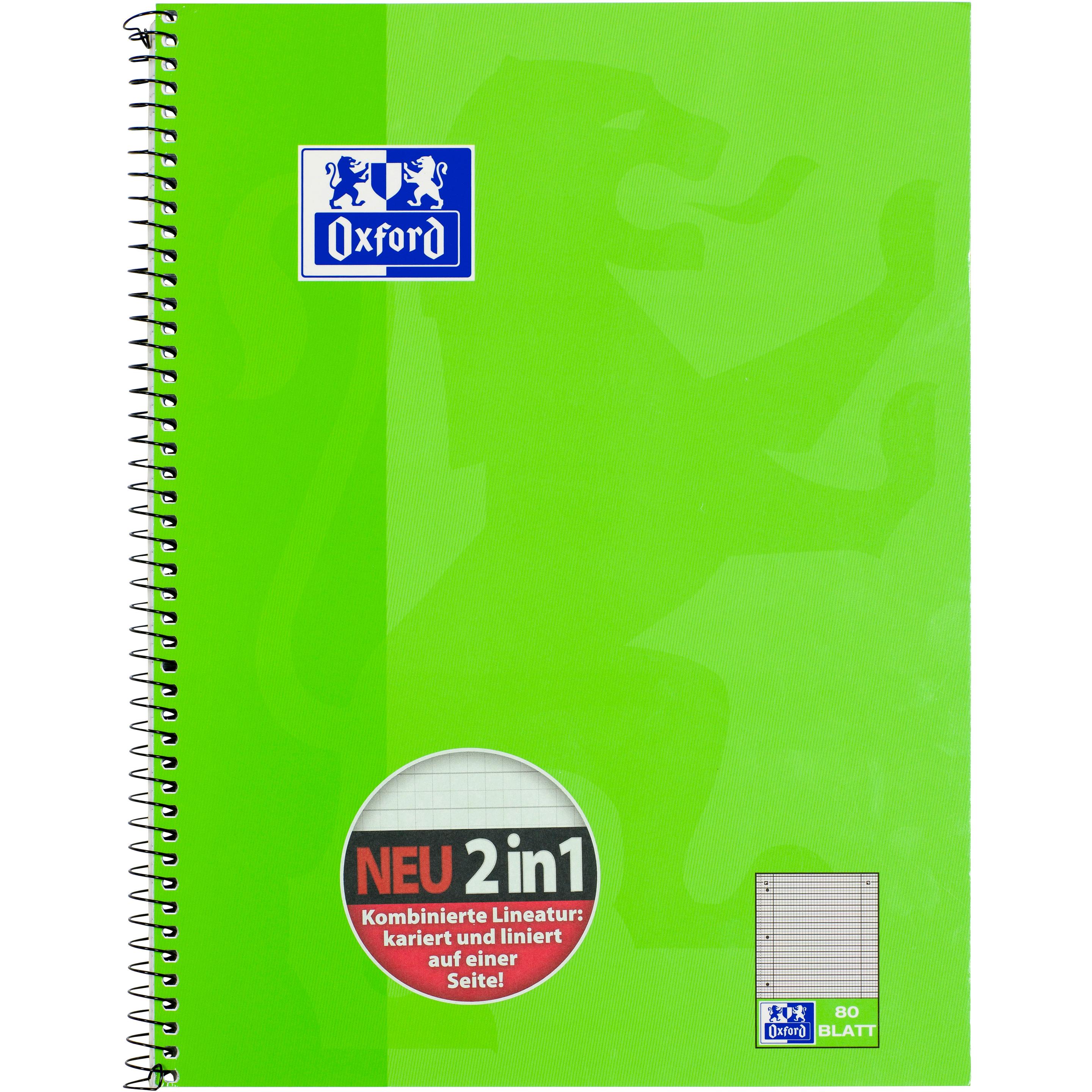 10x Oxford, Heft + Block, Collegeblock (A4+, Kariert, Weicher Einband)