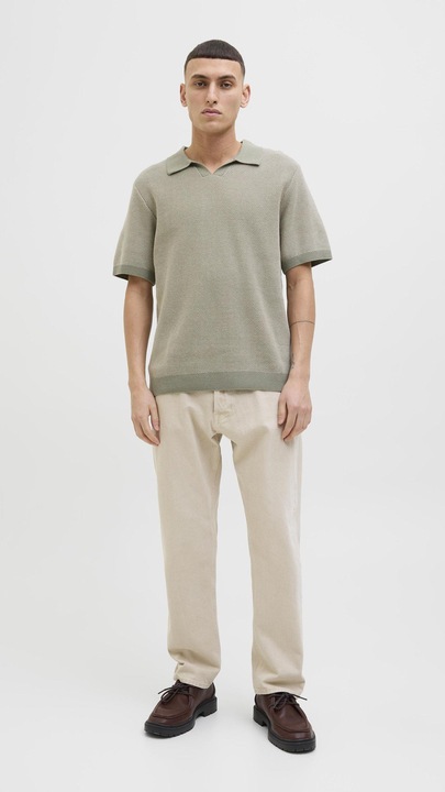 Actual product image Jack & Jones Jprcceaston Knit Split Neck Ss Sn (XS)