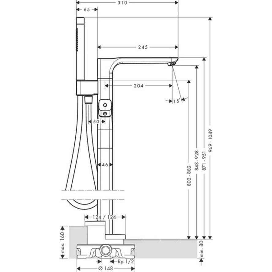 Thumbnail - Axor, Badarmatur, Wannenthermostat URQUIOLA DN 15, bodenstehend chrom