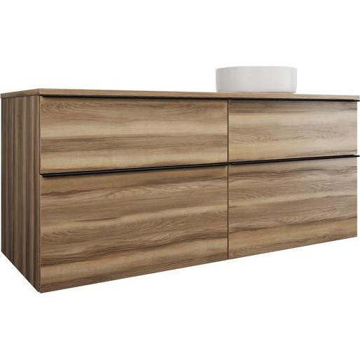 burgbad, Badmöbelset, Eqio Keramik-Aufsatzwaschtisch rechts, rund, inklusive Waschtischunterschrank, Breite 1400m