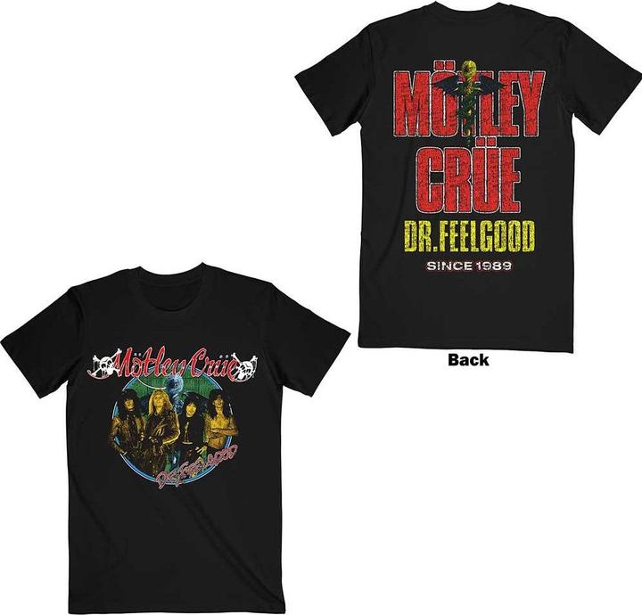 Actual product image Motley Crue Unisex Adult Dr Feelgood Circle Photo Print T-Shirt (XL)