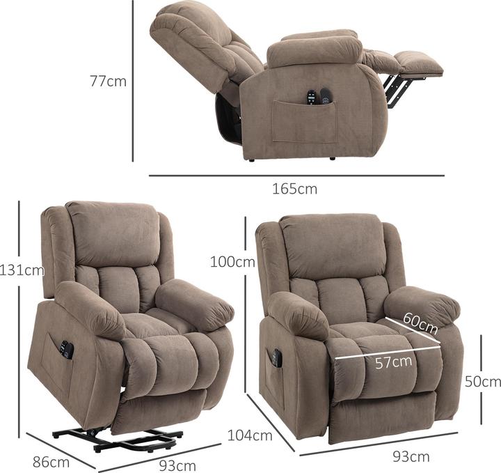 Immagine prodotto Homcom Fernsehsessel mit Aufstehhilfe Samt Braun