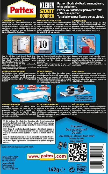 Immagine prodotto Pattex Incollare invece di forare (142 g)