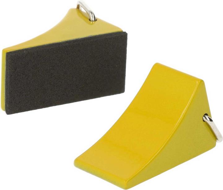 Actual product image Robitronic wheel chocks fuse yellow (2 pcs.) cast-iron clamping shoes
