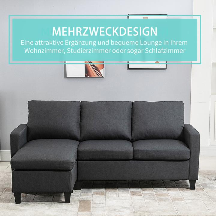 Produktbild Homcom 3-Sitzer-Sofa mit zwei Liegesesseln und einer Chaiselounge (3-Sitzer)