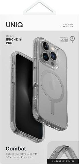 Productafbeelding Uniq etui Combat iPhone 16 Pro 6,3" Magclick Oplaadzadel/steengrijs (Apple iPhone 16 Pro)