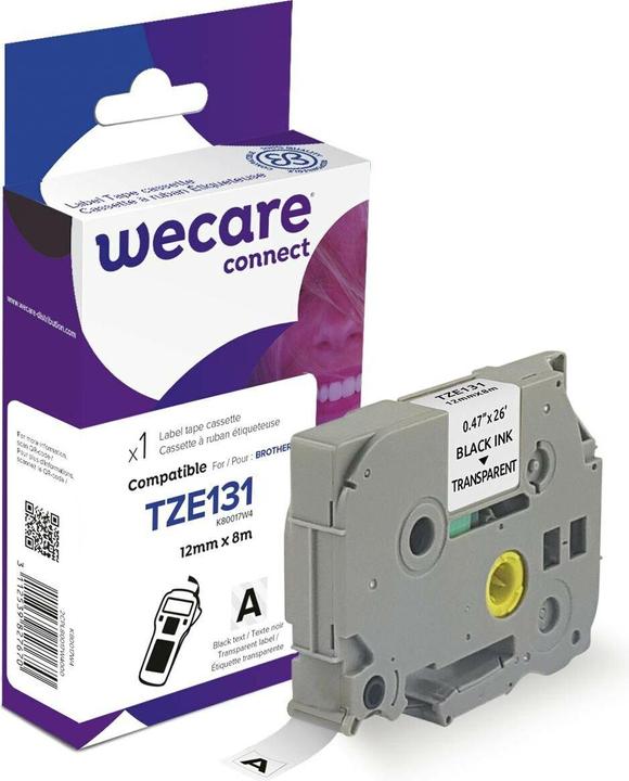 Image du produit Wecare Ruban compatible avec BROTHER TZE-131 noir sur transparent (1.20 cm, Noir)