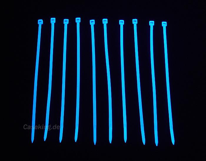 Actual product image Bitspower UV cable tie set, 20 pieces, 120mm, fluorescent blue (120 mm, 20 pcs.)