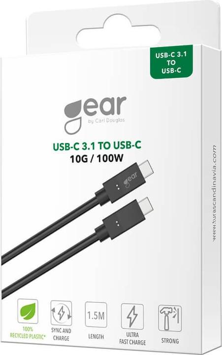 Actual product image Gear Cable USB-C to USC-C 3.1 5A/100W/10GB Gen 2 1.5m Black (1.50 m, 100 W)