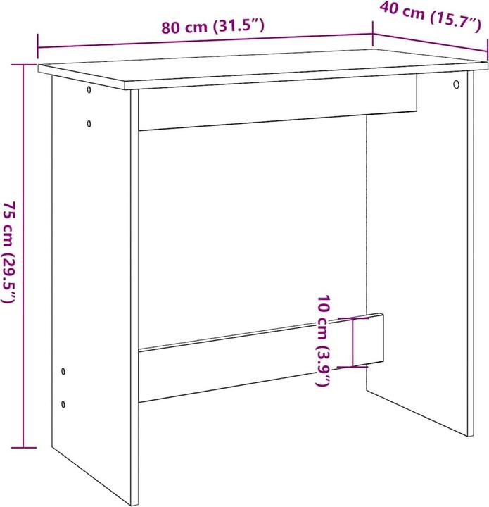 Produktbild VidaXL Schreibtisch Artisan-Eiche 84x40x75 cm Holzwerkstoff Bürotisch Tisch (80 x 40 x 75 cm)