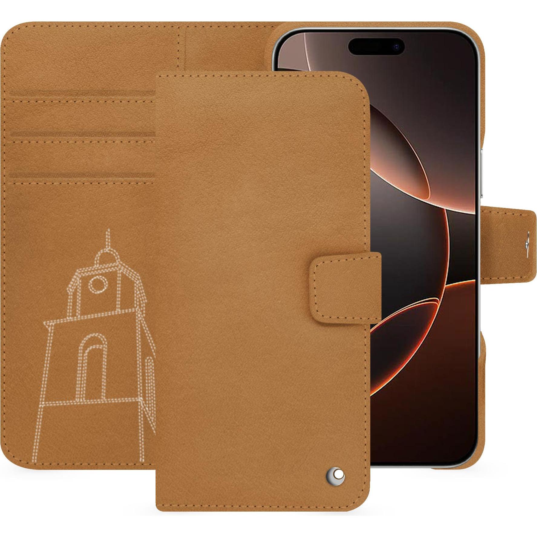 Noreve Lederschutzhülle Apple iPhone 16 Pro (Apple iPhone 16 Pro), Smartphone Hülle, Braun