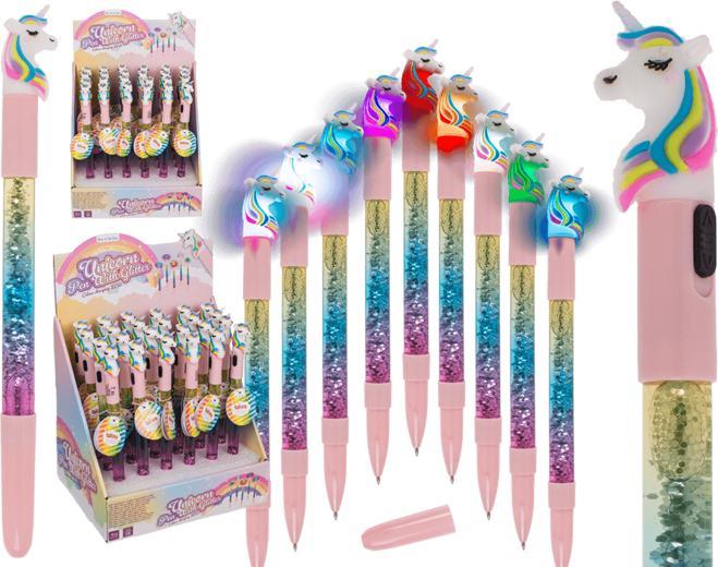 Actual product image Out of the blue Ootb - Unicorn biros with glitter and LED (Multicoloured, 1 x)