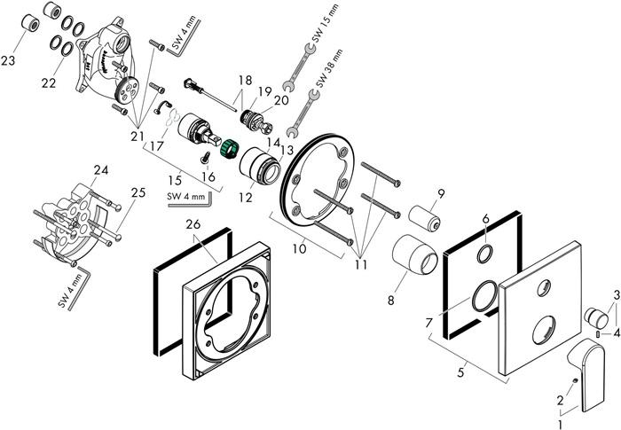 Actual product image hansgrohe Vernis Shape single-lever concealed bath mixer for iBox universal