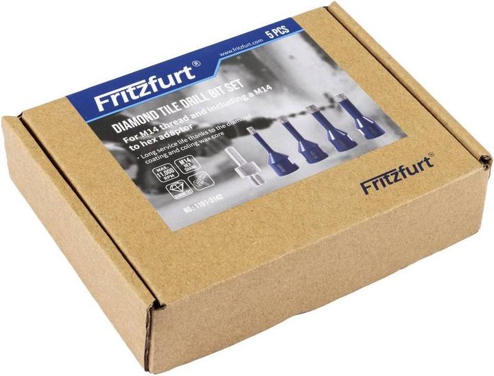 Produktbild Fritzfurt 1191-3142 Diamantbohrer-Set 5teilig 6 mm, 8 mm, 10 mm, 12 mm Gesamtl (10 Millimeter, 12 Millimeter, 6 Millimeter, 8 Millimeter)