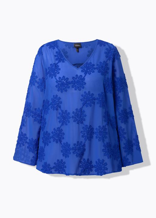 Actual product image Ulla Popken Sheer Textured Floral Blouse (62)