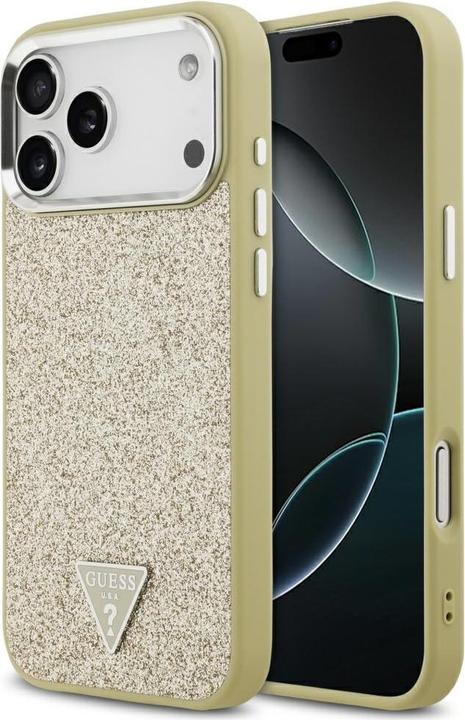 Produktbild Guess - Glitter Triangle Logo MagSafe (GUHMP17XPFGTSCMD) - iPhone 17 Pro Max - Gold (Apple iPhone 17 Pro Max)