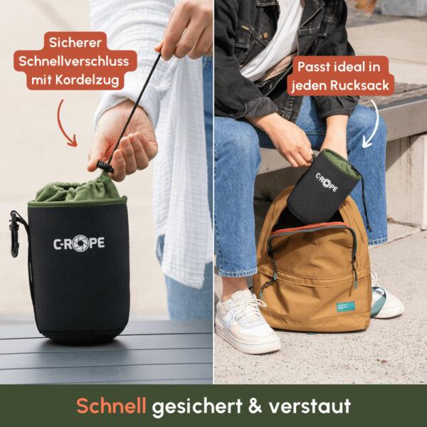 Thumbnail - C-Rope Objektivbeutel V2 Schwarz Variation: XS 8x8cm retail (Objektivtasche, 8 l), Kameratasche, Schwarz