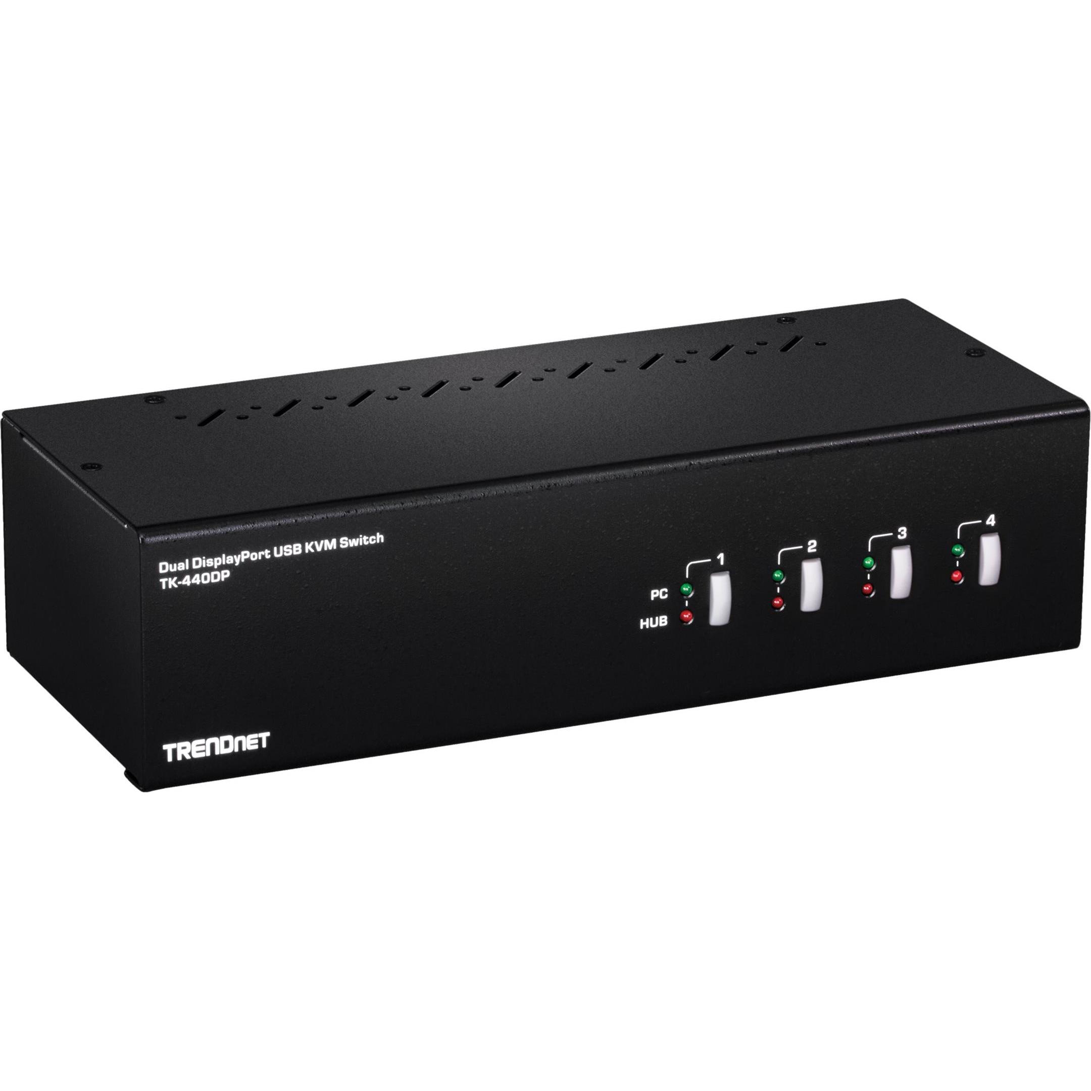 Trendnet TK 440DP KVM-/Audio-/USB-Switch, KVM Switch, Schwarz, Silber