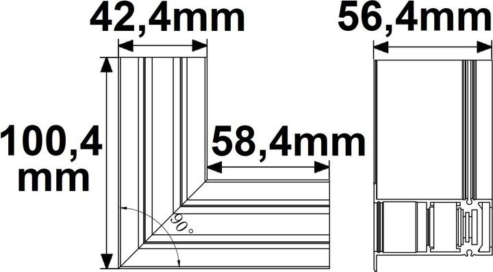 Image du produit Isoled Track48 Rail d'angle 90° horizontal pour rail encastré, noir, non conducteur de courant
