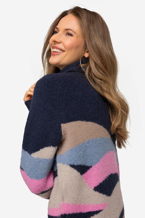 Immagine prodotto Laurasøn Maglione con design con onde, collo dolcevita e maniche lunghe raglan (L)