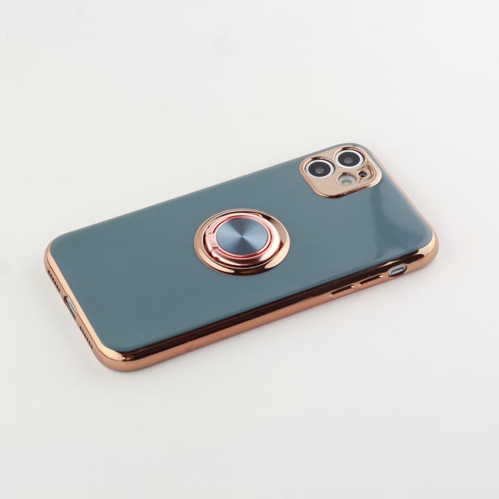 Actual product image PhoneLook Cover rubber bronze with ring grey green (Apple iPhone 13)