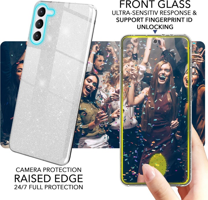 Produktbild Nalia Glitzer Silikon Hülle mit 2x Displayschutz (Samsung Galaxy S23+)