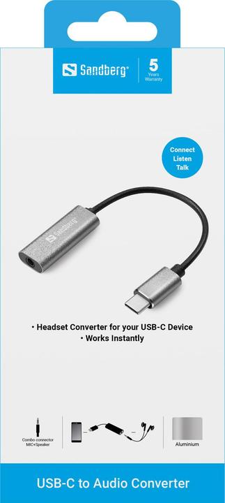 Produktbild Sandberg Adapter USB-C auf Klinkenstecker (USB, 140 cm)