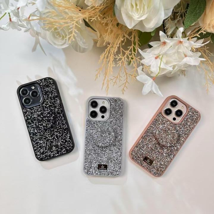 Actual product image The Bling World iPhone 14 Pro - Hülle, glänzendes Design mit Standfunktion, Schwarz (Apple iPhone 14 Pro)