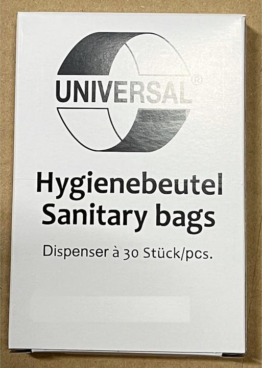 Produktbild Neutralware Hygienebeutel UNIVERSAL 8+7 x 25 cm (B x L) Hart-Polyethylen 30 St./Pack. (30 x)