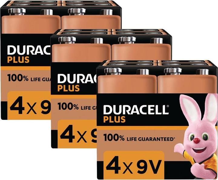 Actual product image Duracell Plus Power 12 Pack 3 x MN1604B4 (12 pcs., 9V Block)