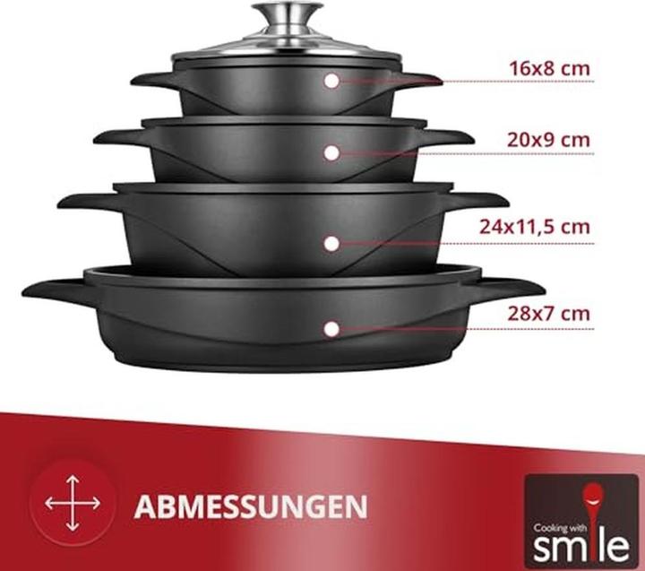 Immagine prodotto Smile Set di pentole da 10 pezzi MGK-17 (Set di pentole e padelle da cucina, Alluminio)