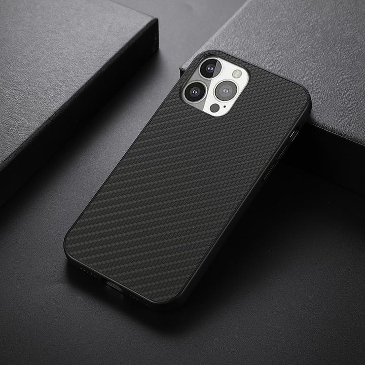 Doupi UltraSlim Custodia Per IPhone 12 / IPhone 12 Pro (6,1 Pollici), Carbon Fiber Look Fibra Di Carbonio Ottiche Piuma Facile Cover Hardcase, Nero - Foto 5