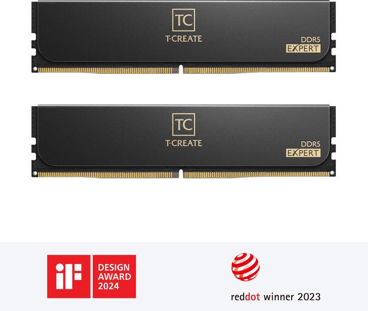 Actual product image Team Group DIMM 48 GB DDR5-6400 (2x 24 GB) dual kit (black, CTCED548G6400HC32ADC01, AMD EXPO) (2 x 24GB, 6400 MHz, DDR5 RAM, DIMM)